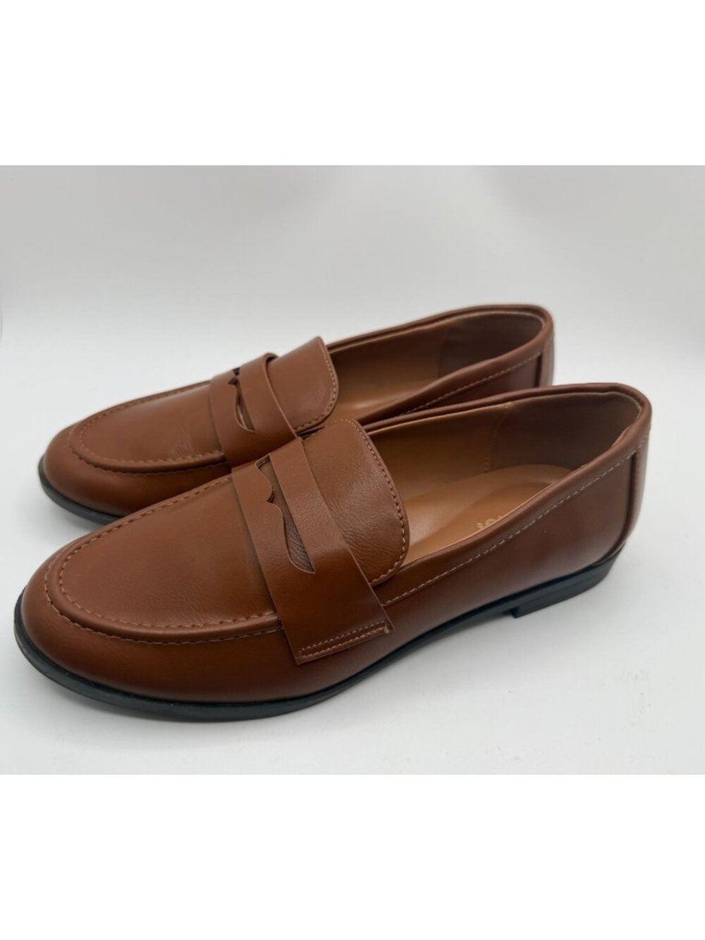 Kensie Gitty Penny Loafers Women Size 8M Cognac Brown Faux Leather Comfort